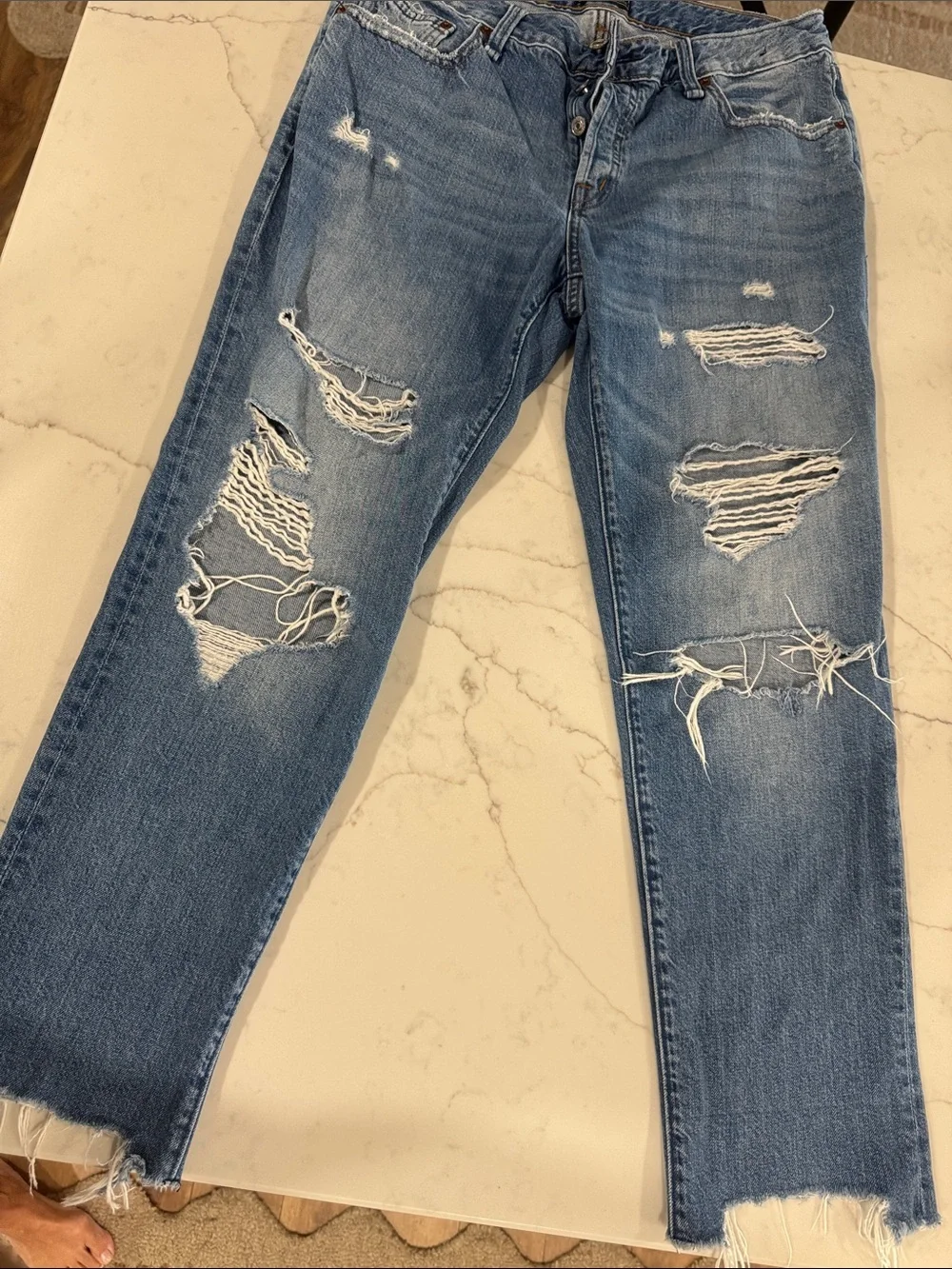 Abercrombie & Fitch Light Wash Distressed Boyfriend Jeans